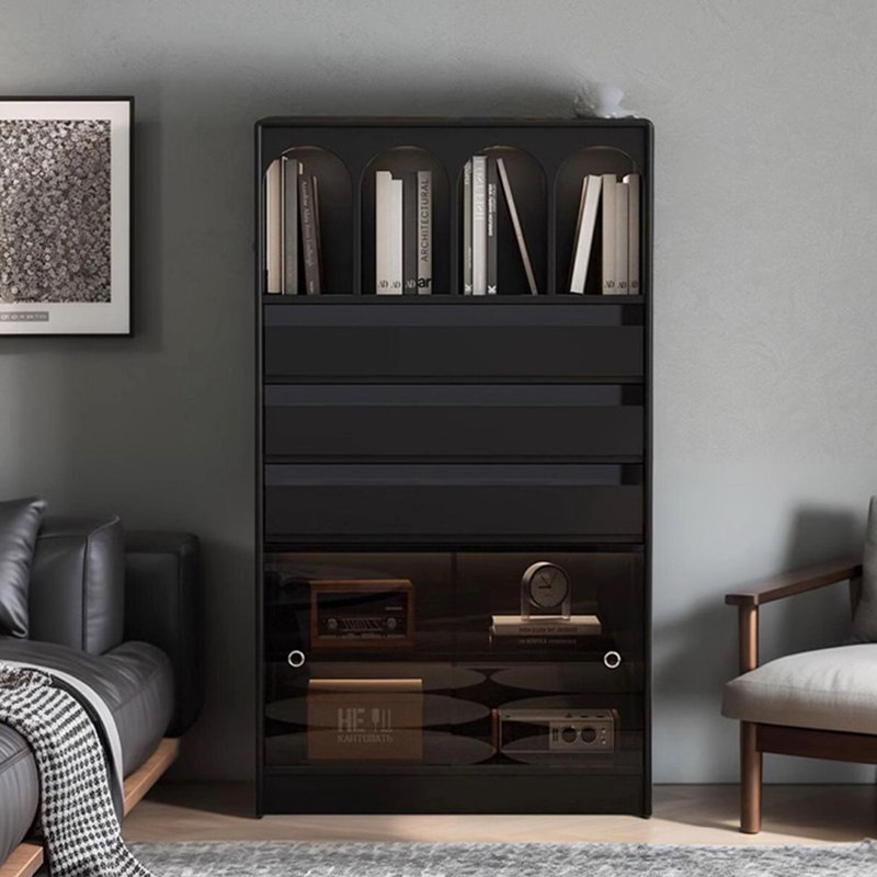 Armoire porte-revues en bois massif, Noir