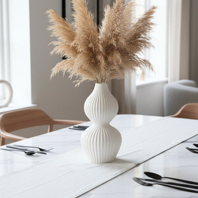 Vase en céramique blanche nervurée 10 "Liubomila