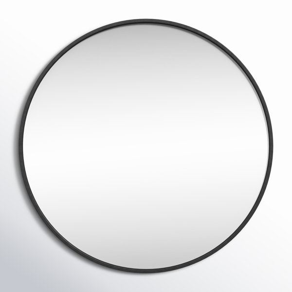 Sabine Metal Round Wall Mirror - 28x28, black