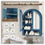 Armoire murale turquoise cintrée avec portes miroir et étagères réglables pour salle de bain, buanderie ou cuisine