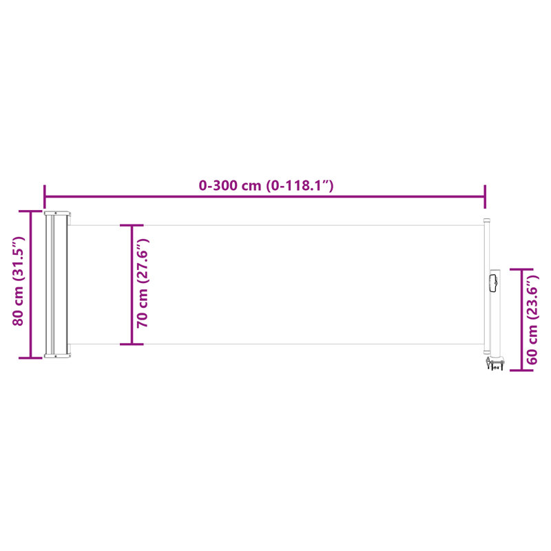 Polyester Cover Retractable Patio Awning, 31.5" H x 118.1" W