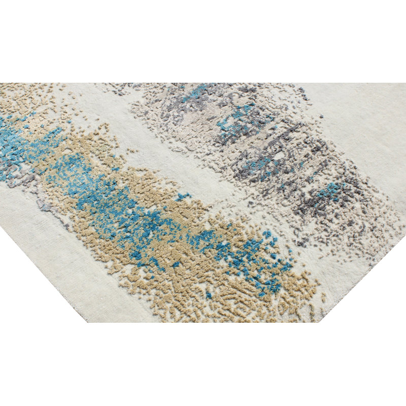 Abstract Area Rug in Green, Rectangle 10' x 14'
