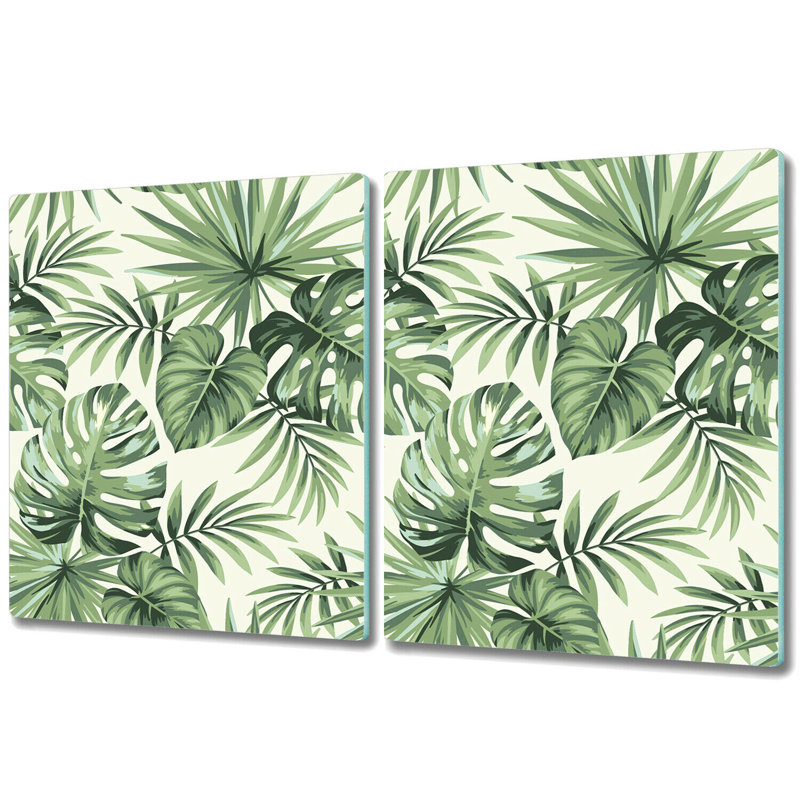 Avinger Tempered Glass Palm Leaf Chopping Board, 52cm x 30cm