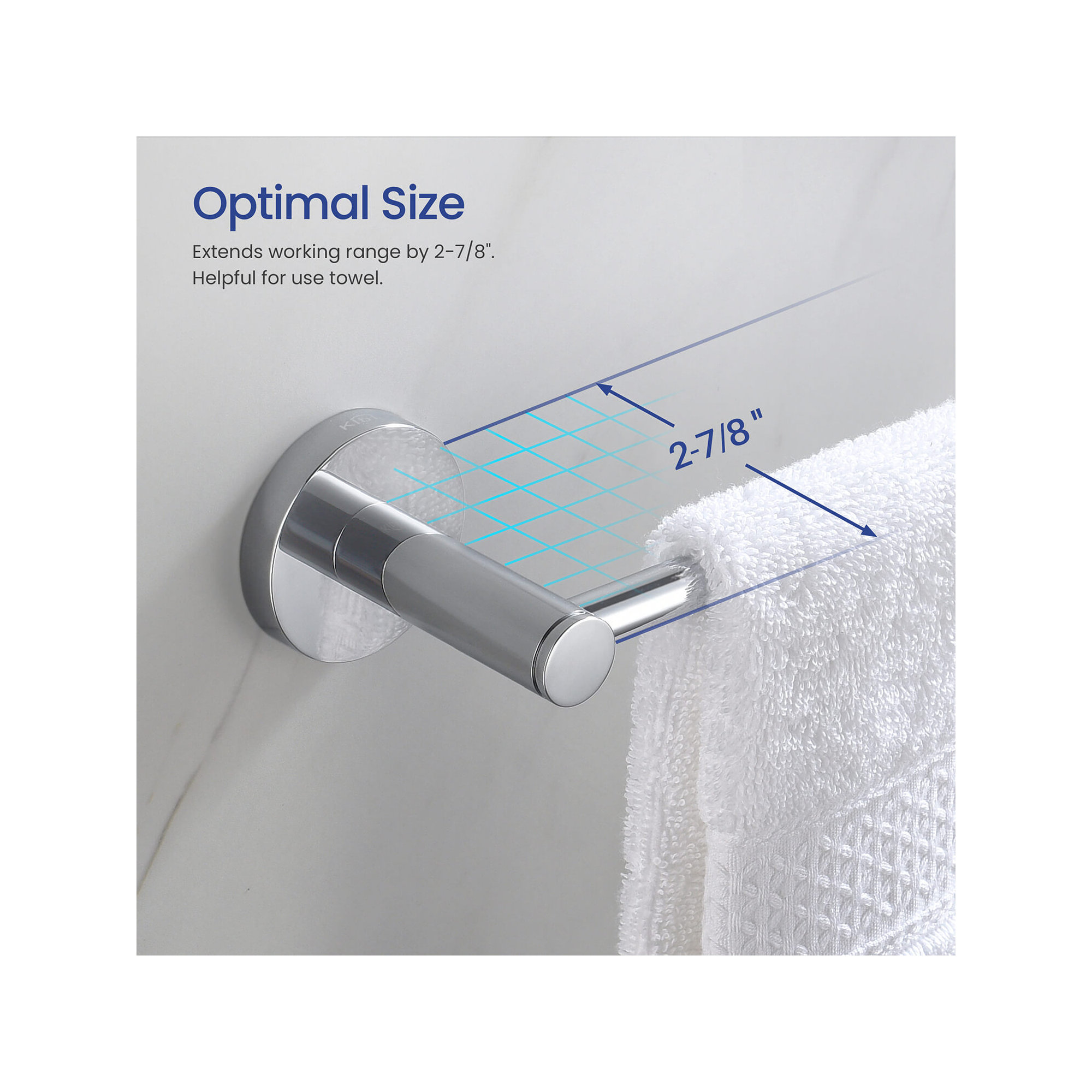 Wall Mounted Towel Bar, Chrome, 2.13" H x 19.81" W x 2.88" D