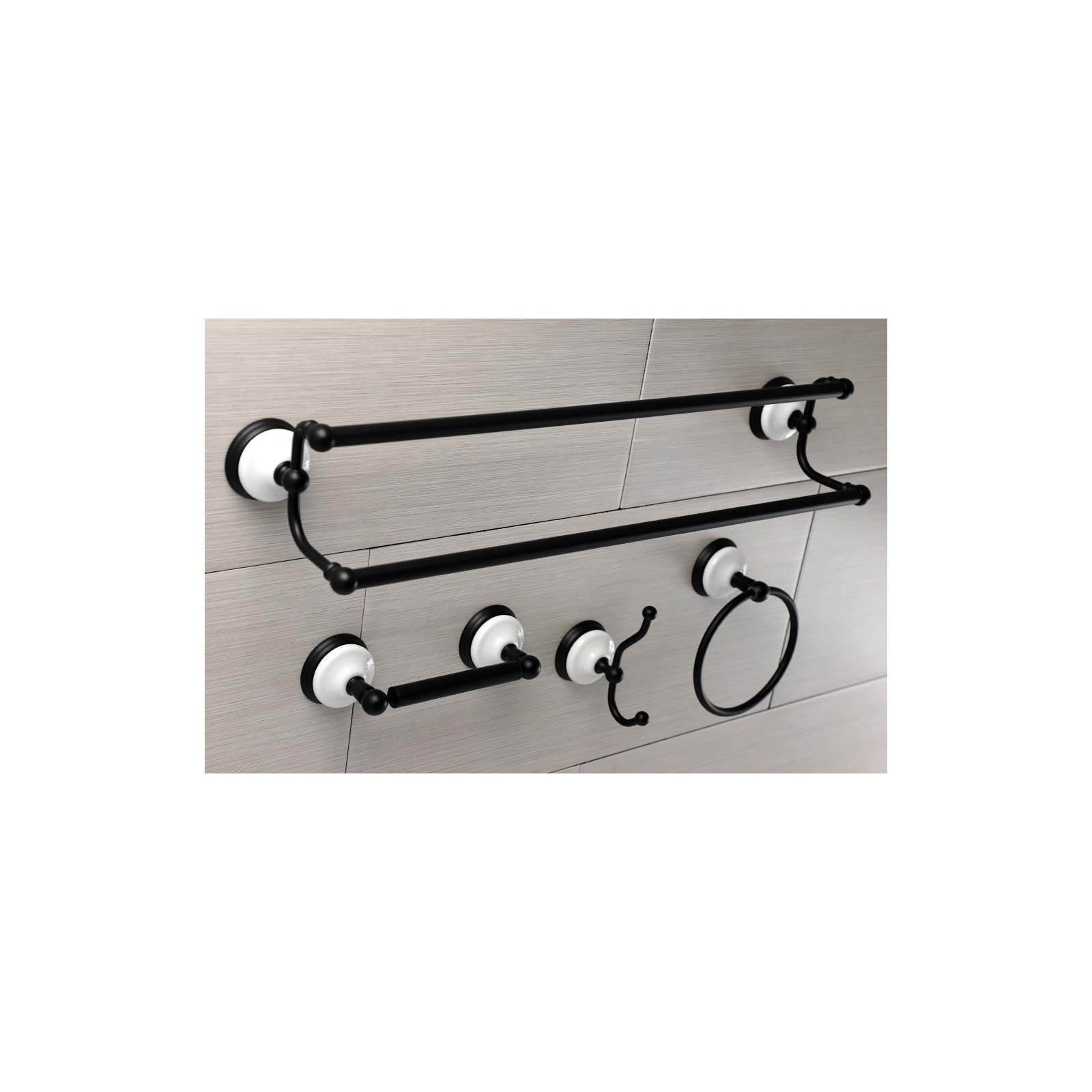 Kingston Brass Victorian 4-Piece Bathroom Hardware Set, Matte Black