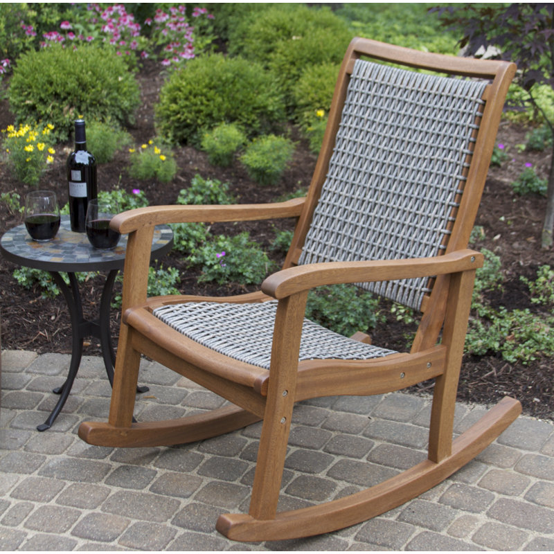 Chaise berçante en bois massif Arnot, Bois flottant gris