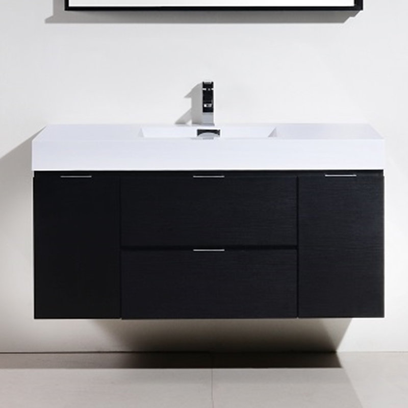 Royka 47.25'' Single Bathroom Vanity with Acrylic Top, Black