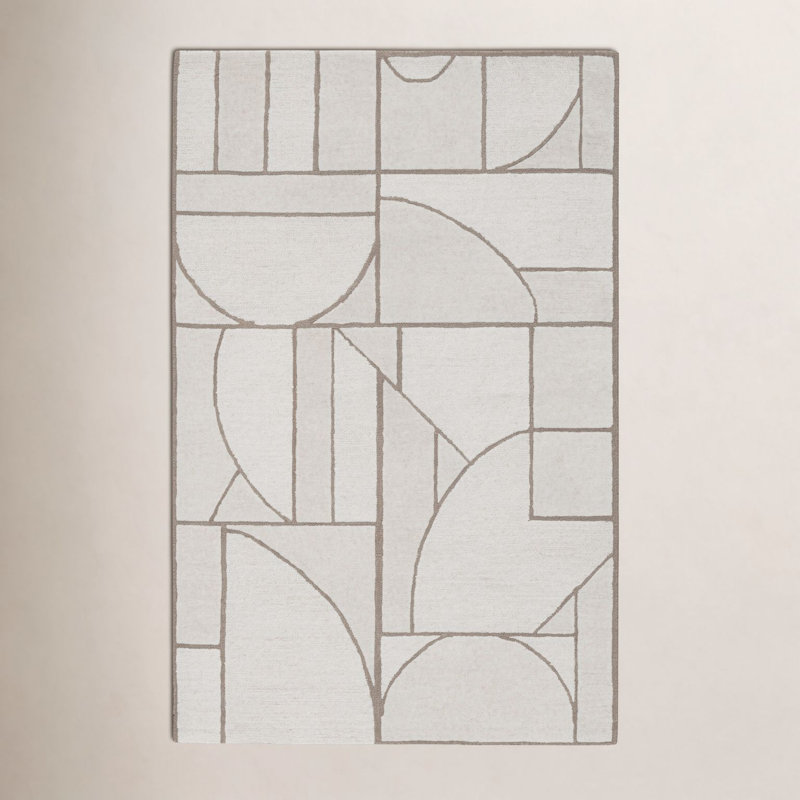 Helaine Hand Tufted Wool Abstract Indoor Rug, Rectangle 7'9" x 9'9"
