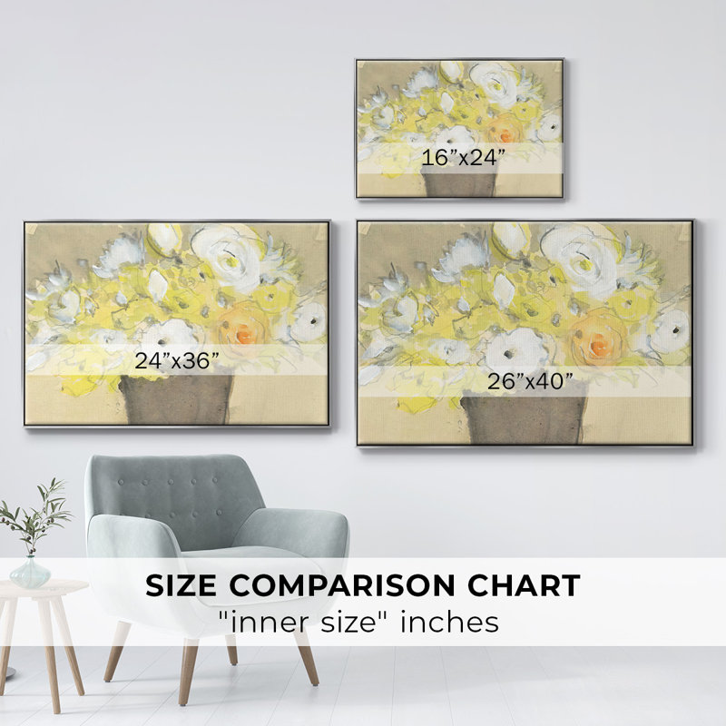 Table Bouquet II, H 27 po x l 41 po x P 2 po, Toile avec cadre argenté