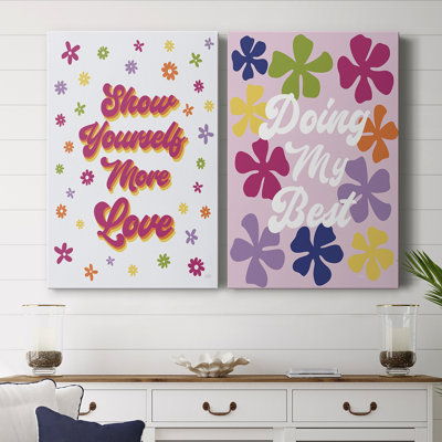 «Show Yourself More Love» - Toile tendue avec châssis de qualité supérieure - Prêt à être accroché