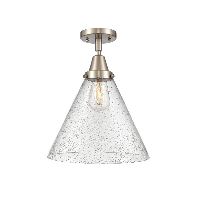 Plafonnier en verre, Ampoule non incluse, Oui, Nickel satiné brossé