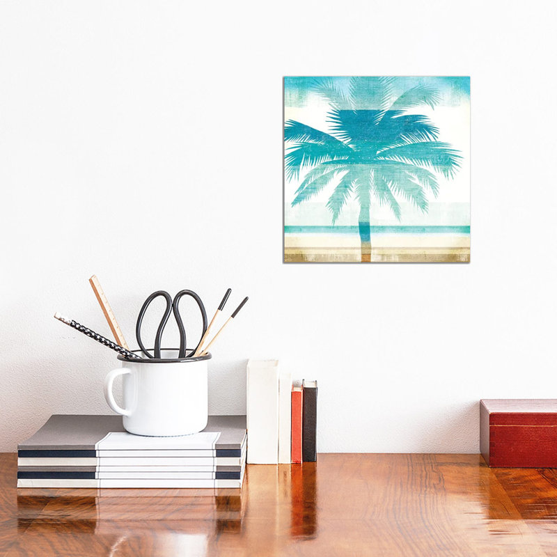 Beachscape Palms II by Michael Mullan - Print on Canvas, 30.48 cm H x 30.48 cm W, Wrapped Canvas