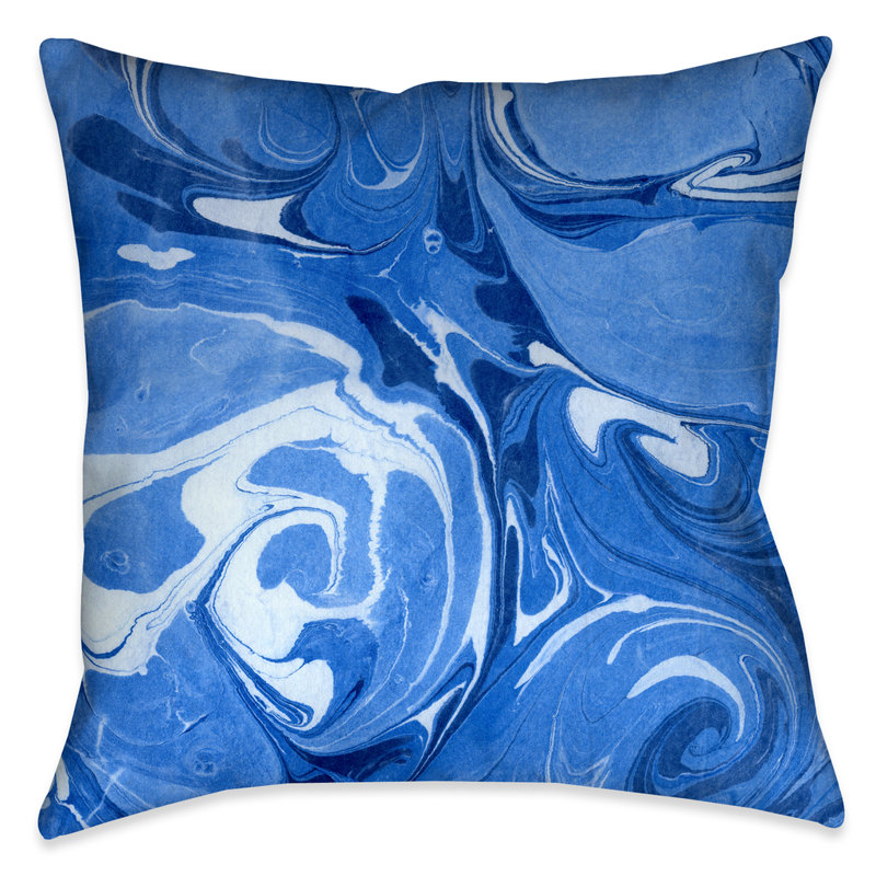 Housse et insert de coussin graphique en marbre bleu océan, Intérieur / extérieur