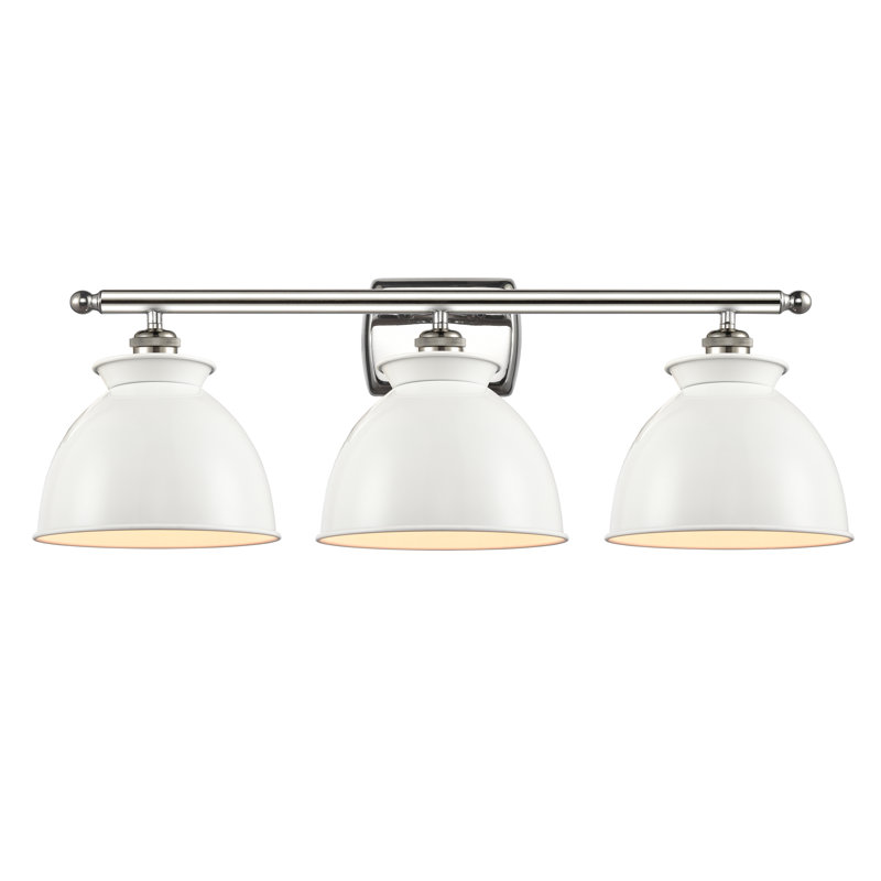 Éclairage pour meuble-lavabo à intensité variable 3 lumières Erastus, Blanc lustré, Ampoule DEL 6 watts Vinage, Nickel poli