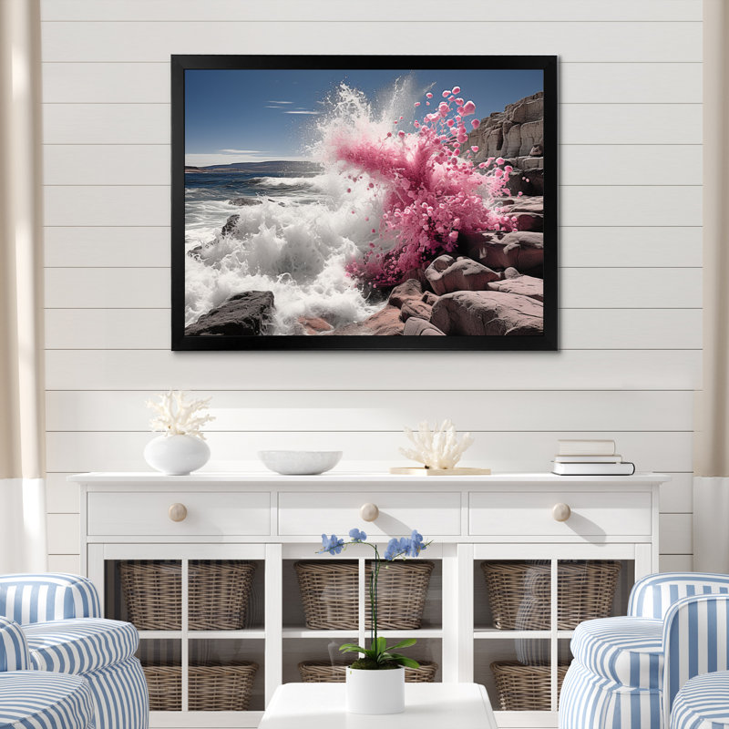 Art mural sur toile Coastal Seashore Serenade I - Paysages, H 12 po x l 20 po x P 1 po, Cadre photo noir