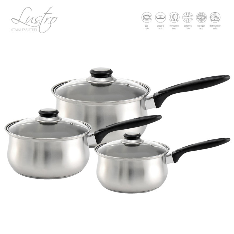 SQ Professional Lustro 3-Piece Stainless Steel (18/0) Saucepan Set