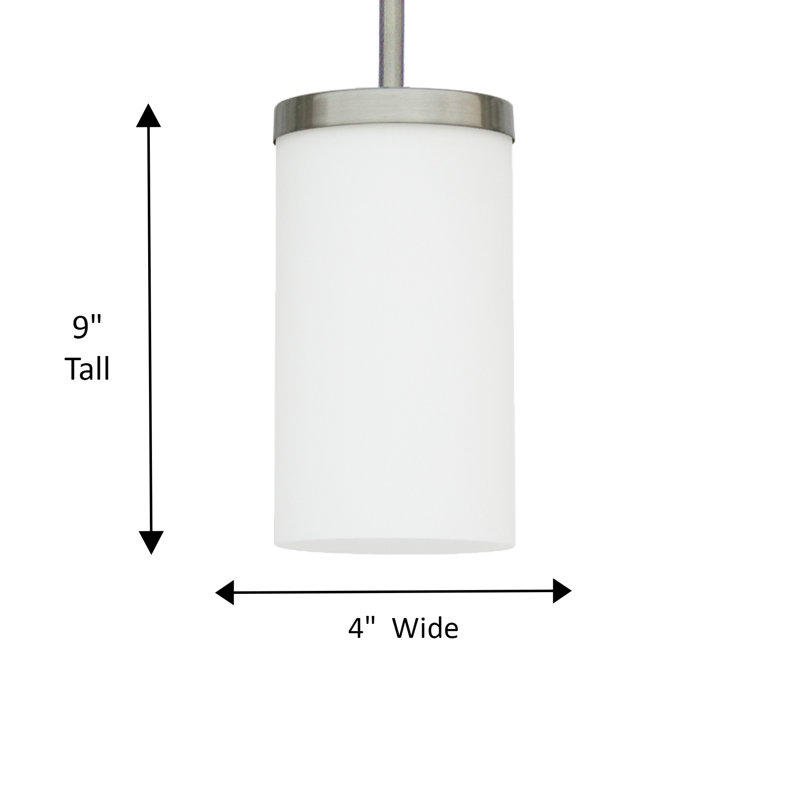 Luminaire suspendu cylindrique à 1 lumière Lamas, Acier satiné