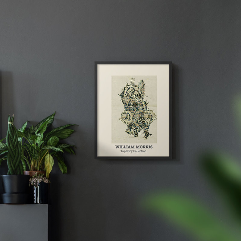 William Morris, reproduction encadrée Cxxxv, Noyer, H 14 po x l 11 po