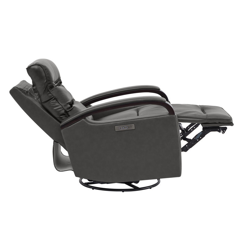 Fauteuil inclinable électrique pivotant en cuir véritable Britnee, Cuir véritable gris Alpha
