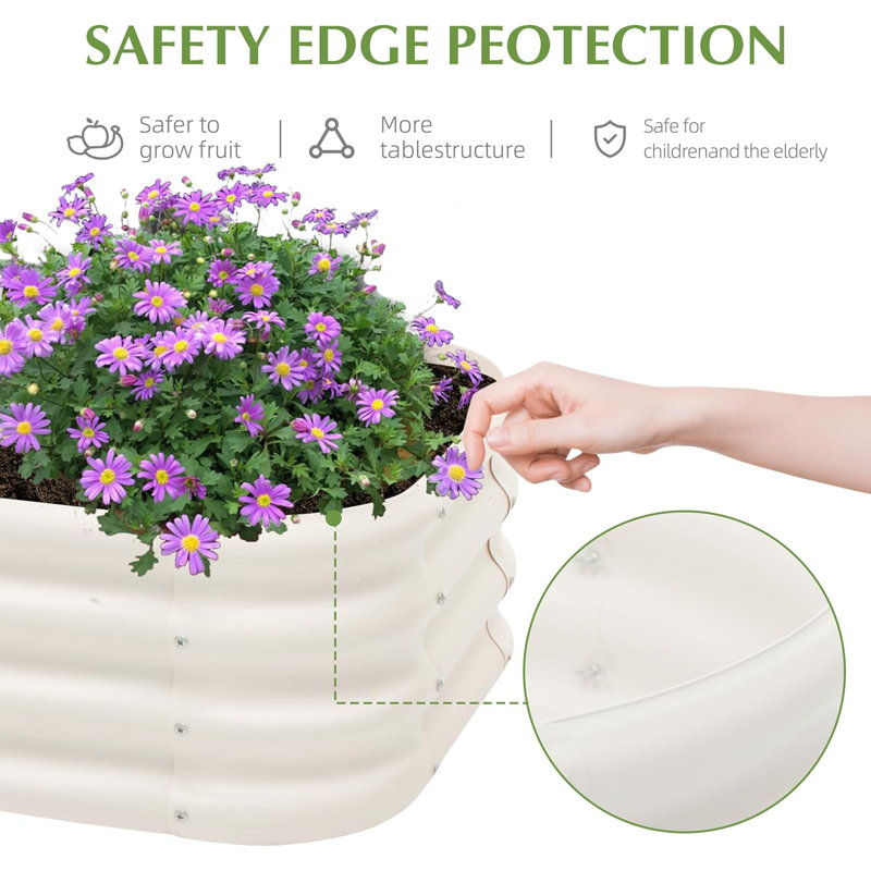 2-pack 2x1ft Galvanized Raised Garden Bed Milky White