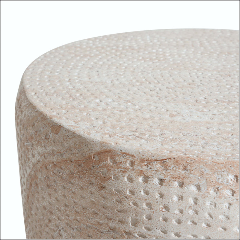 Table d'appoint cylindrique fuselée MGO avec finition en travertin