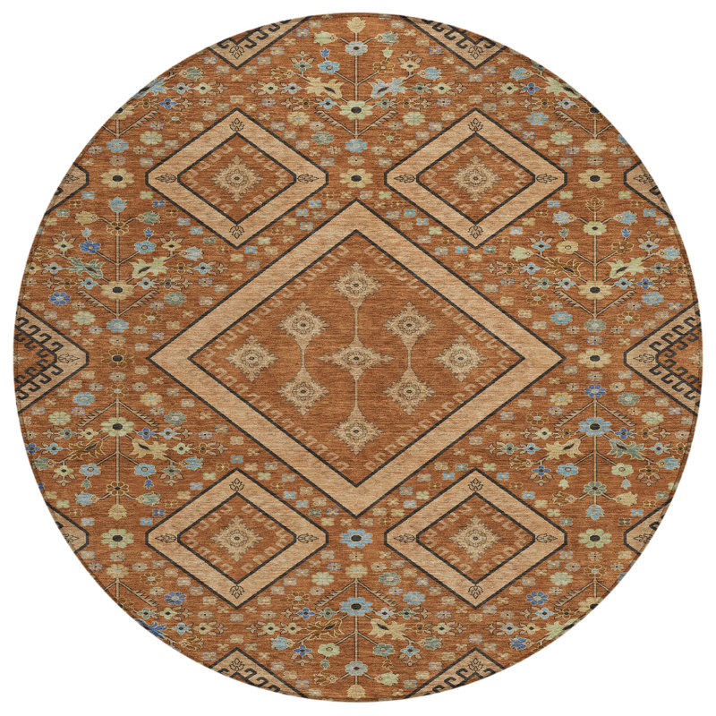 Machine Washable Indoor/Outdoor Chantille ACN2459 Casual Rug, Paprika, 8' Round