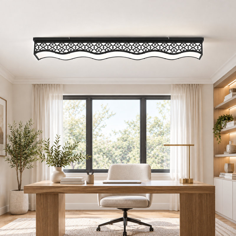 1-Light 45.28" Black LED Dimmable Flush Mount