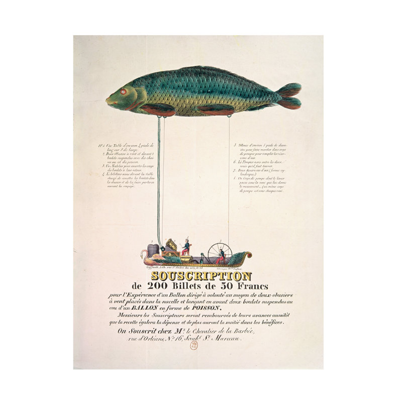 Art français sur toile, "L'abonnement à un ballon admissible en forme de poisson", H 24 po x l 18 po