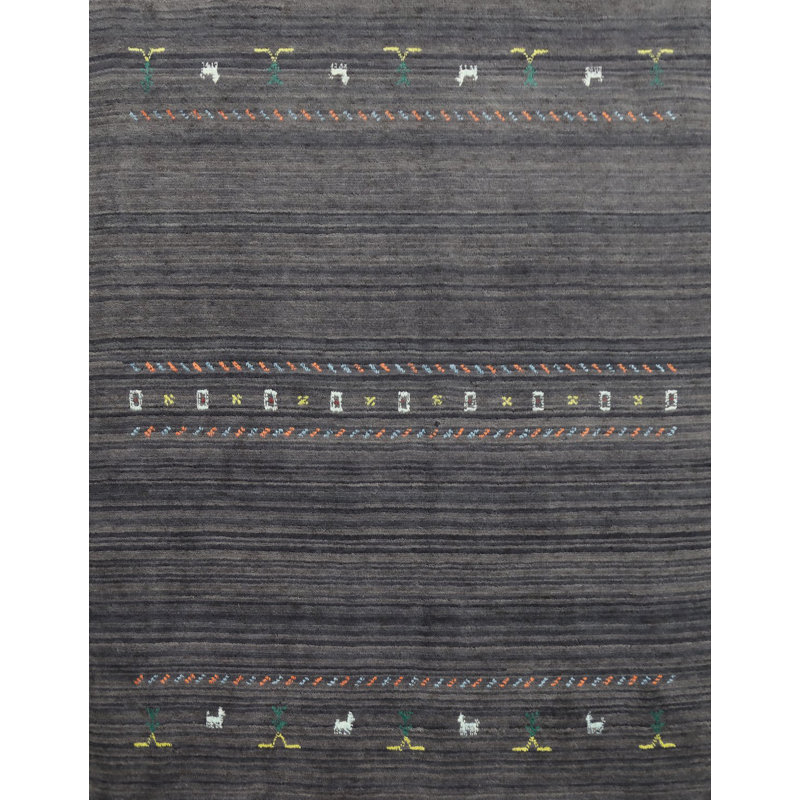 Tapis carré en laine fait à la main de style Gabbeh 5 x 5