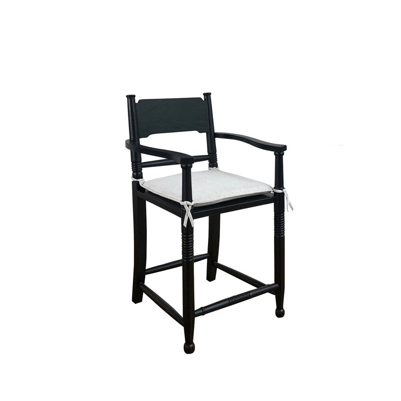 Upholstered Counter Stool with Solid Wood Frame