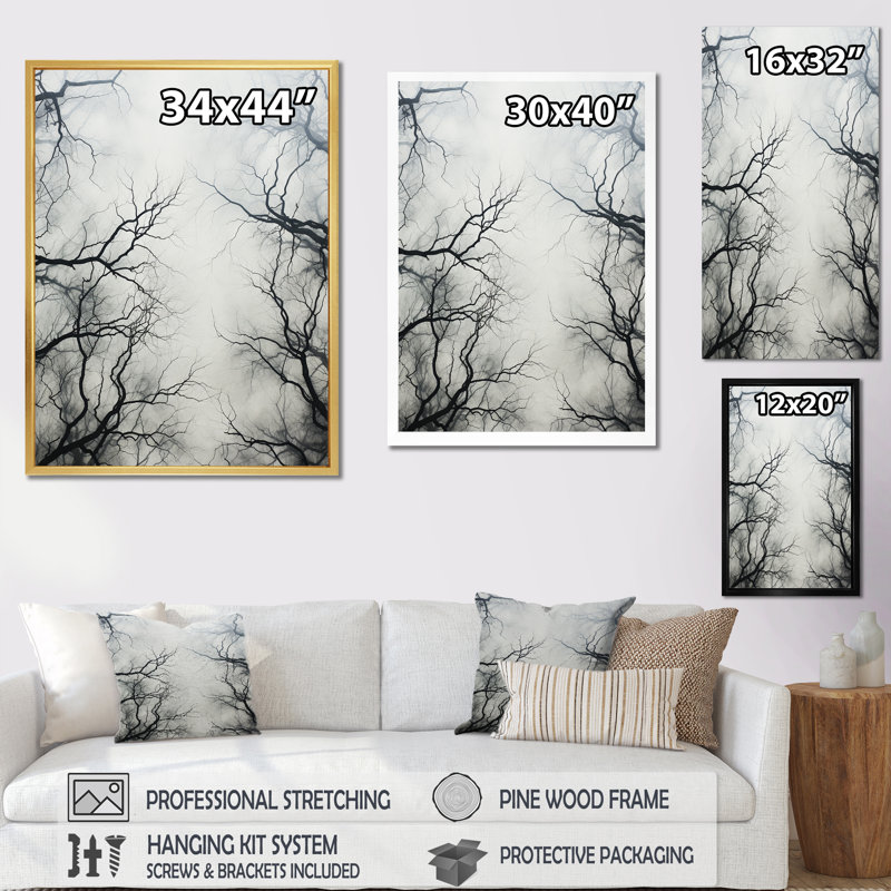 Monochromes de forêt mystique sur toile, H 40 po x l 30 po x P 1,5 po, Toile tendue