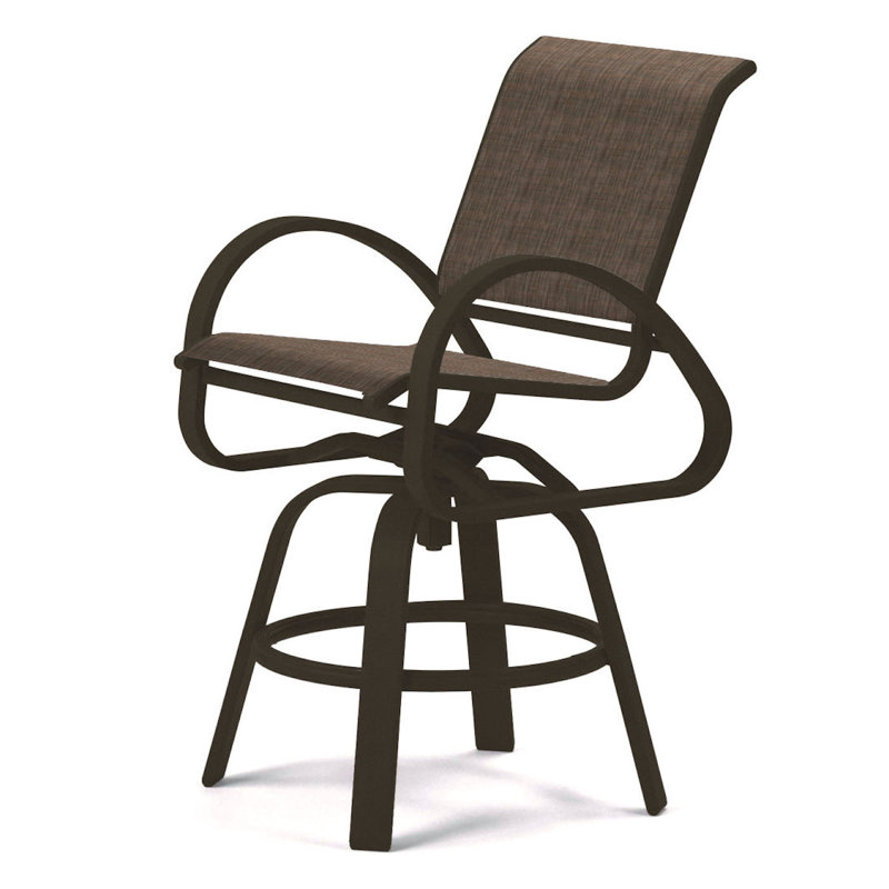 Tabouret de bar Holna, Beacon taupe Sunbrella®, Bois de plage texturé