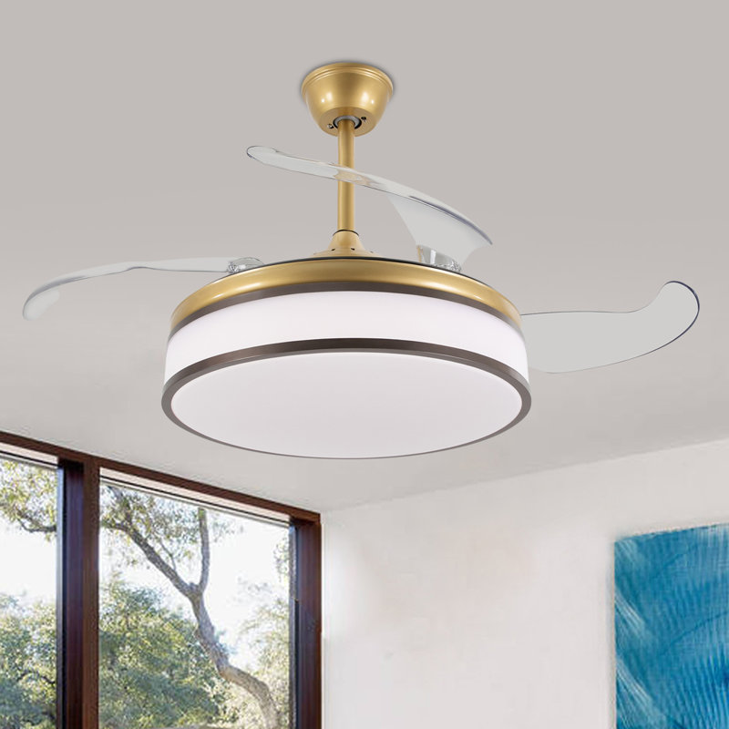 Ventilateur de plafond encastré 42 pouces avec télécommande, Blanc, bronze