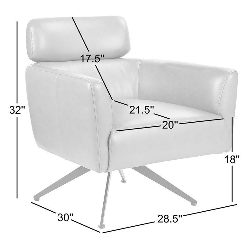 Fauteuil pivotant en cuir véritable Mccully, fauteuil d'appoint moderne Mid-Century