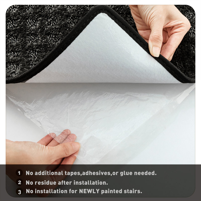 Tapis d'escalier bullnosé antidérapant (ensemble de 14), Mini treillis noir diamant, 14