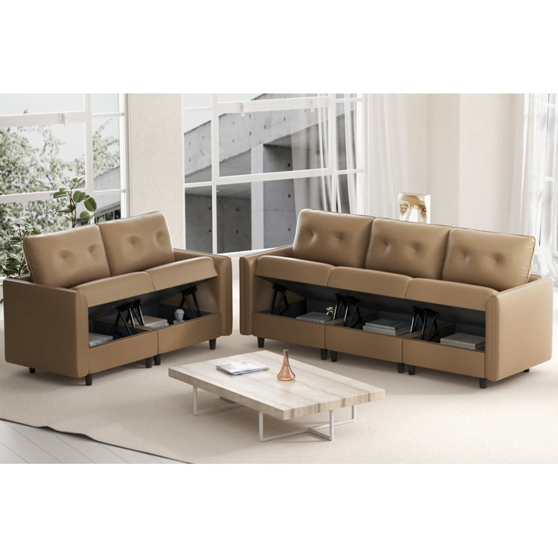 Ensemble de salon configurable en similicuir 2 pièces Tomario