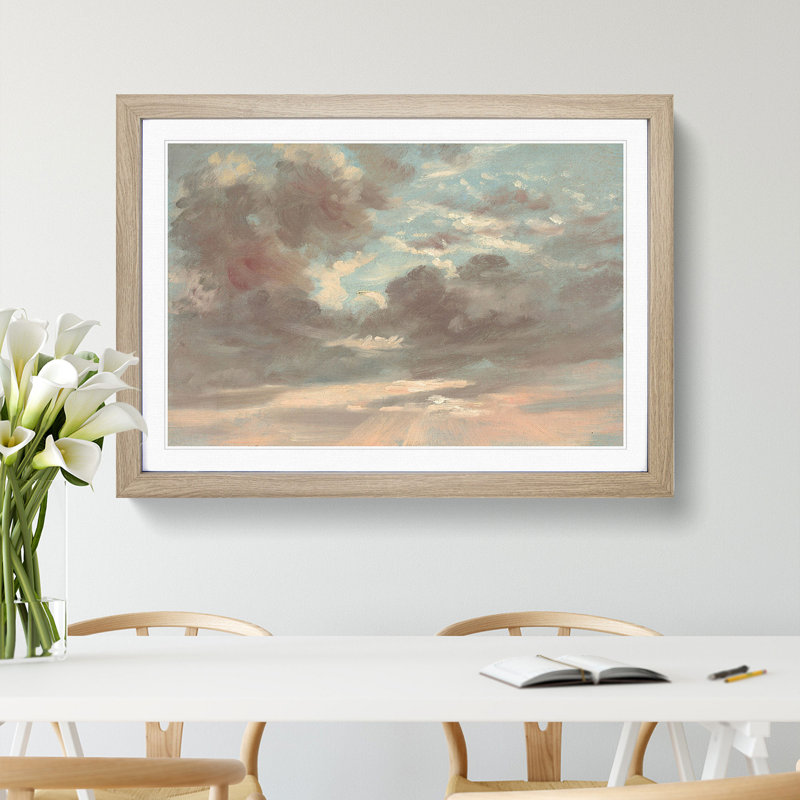 Stormy Sunset by John Constable - Framed Print, Oak Framed, 27cm H x 36cm W x 2cm D