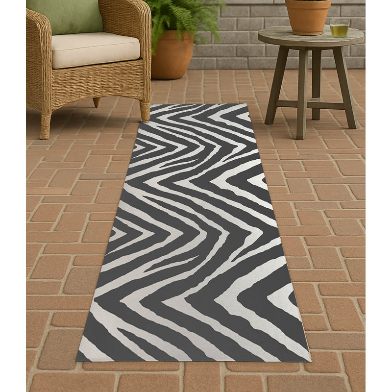 Tapis d'extérieur antidérapant à rayures Zebra, Tapis de couloir 2 pi 6 po x 8 pi