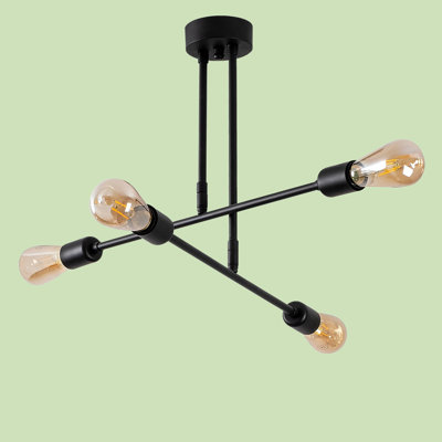 4 Lights Black Sputnik Chandelier