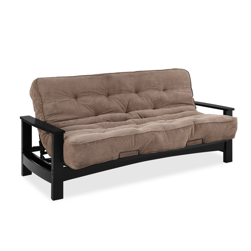 Futon et matelas Mccalla, Velours côtelé couleur chocolat