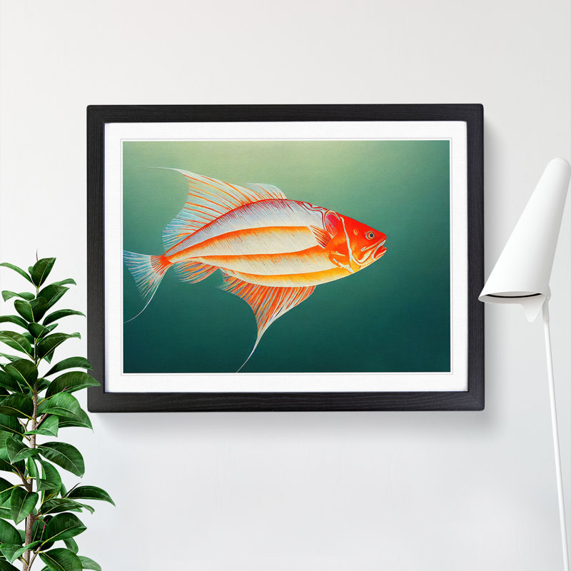 Intense Fish - Single Picture Frame Print, 46cm H x 64cm W x 2cm D, Black