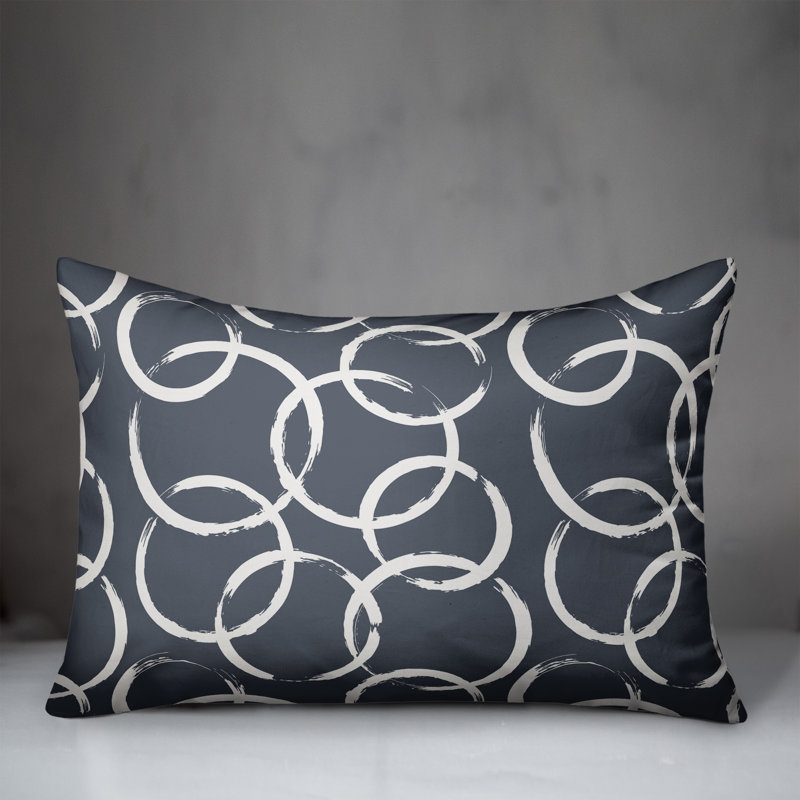  Coussin décoratif géométrique intérieur / extérieur en polyester, Ardoise, H 18 po x l 25 po