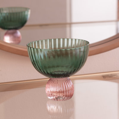 GLASS Venice Coupe Set of 4 (Green and Lavender) 8 fl oz