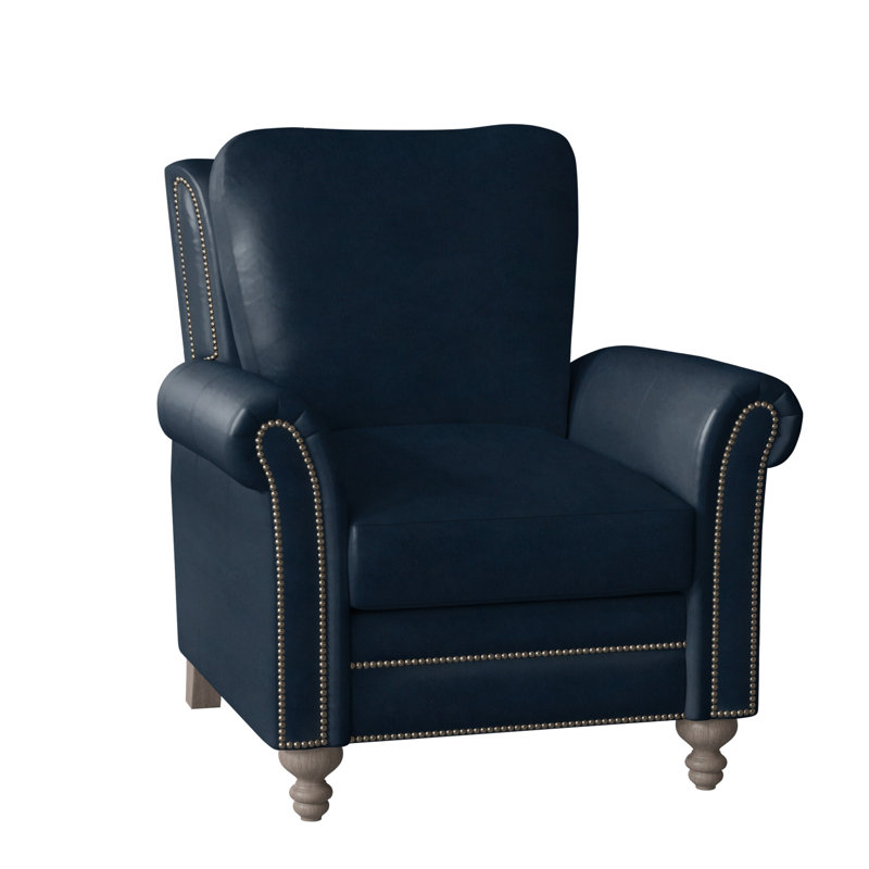 Richardson Recliner, Nickel, Stone, Rio Mineral Genuine Leather
