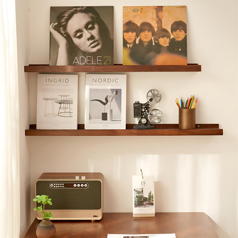 Tablette murale flottante en bois massif, H 1,57 po x l 27,55 po x P 3,9 po