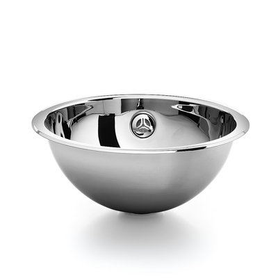 WS Bath Collections Acquaio 13'' Polished Stainless Steel Metal Circular Bathroom Sink with Overflow