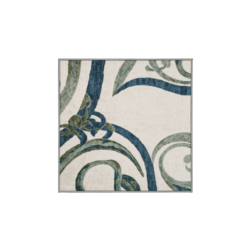 Machine Washable Gray Area Rug, Square 3'