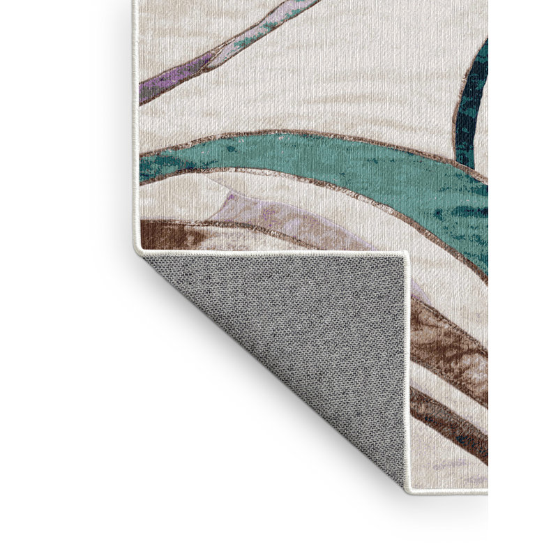 Machine Washable Beige Area Rug, Rectangle 6' x 9'