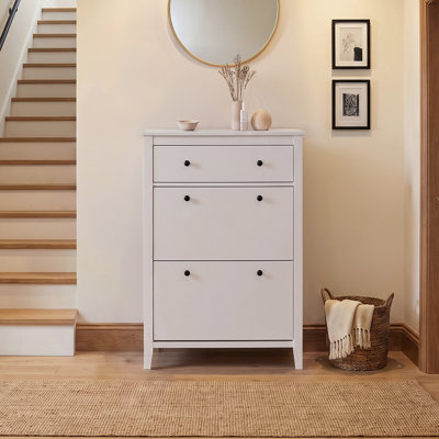 Tyson Wooden 12 Pair Flip Down Shoe Storage