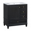 Meuble-lavabo 30 po avec lavabo, une porte avec tablette et trois tiroirs, porte à fermeture douce, noir-1311338092